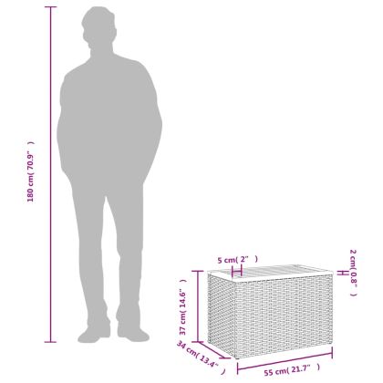 Градински масички 2 бр черни 55x34x37 см полиратан дърво масив