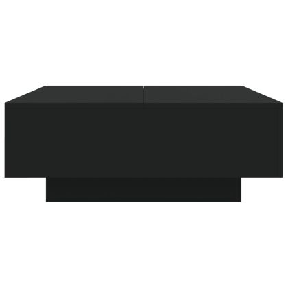 Маса за кафе с LED осветление, черна, 80x80x31 см