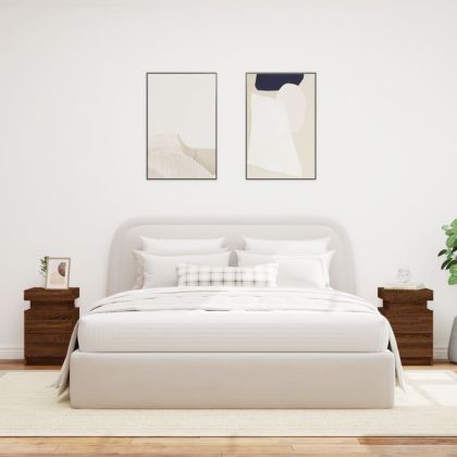 Нощни шкафчета с LED осветление, 2 бр, кафяв дъб, 35x39x55 см