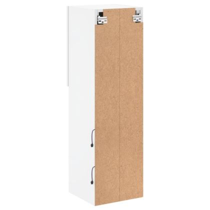 ТВ шкаф с LED осветление, бял, 30,5x30x102 см