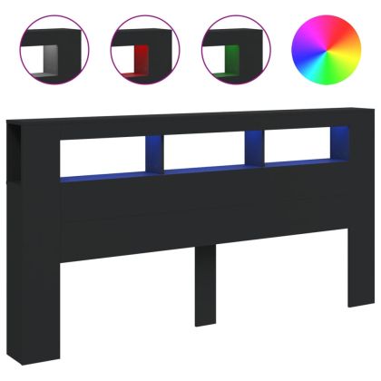LED горна табла, черна, 200x18,5x103,5 см, инженерно дърво