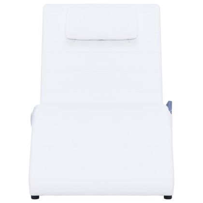 Масажираща кушетка с възглавница, бяла, изкуствена кожа