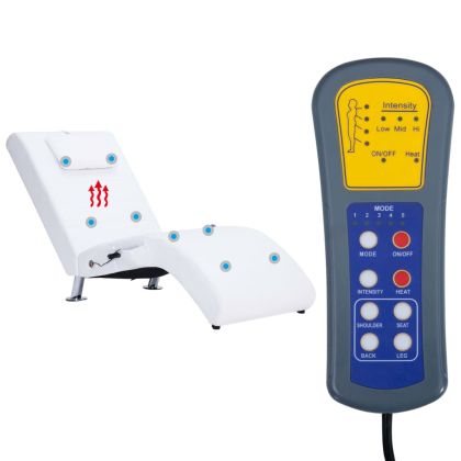 Масажираща кушетка с възглавница, бяла, изкуствена кожа