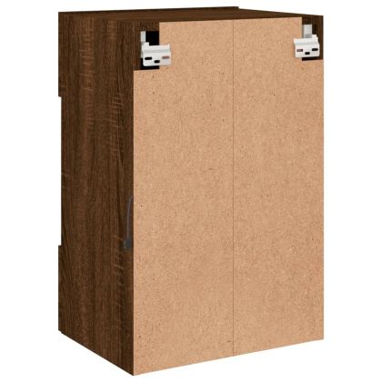 Стенни шкафове с LED светлини за телевизор, 2 бр, кафяв дъб, 40x30x60,5 см