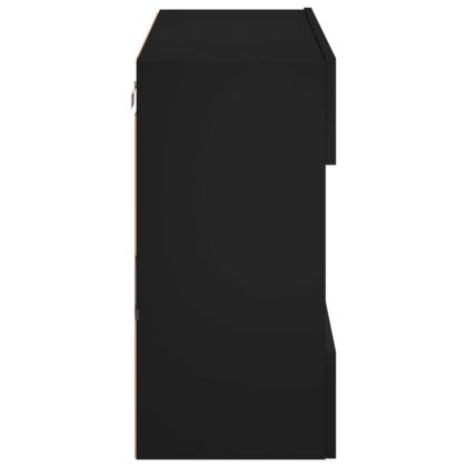 Стенен ТВ шкаф с LED осветление, черен, 78,5x30x60,5 см