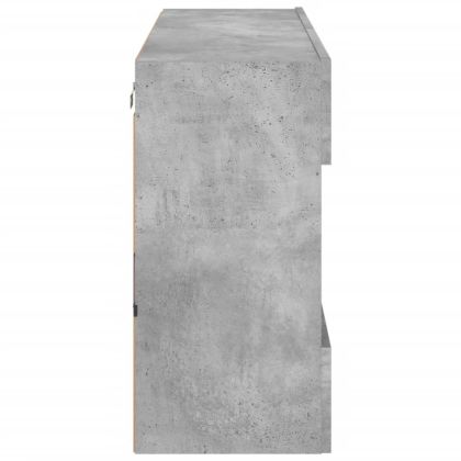 Стенен ТВ шкаф с LED осветление, бетонно сив, 98,5x30x60,5 см