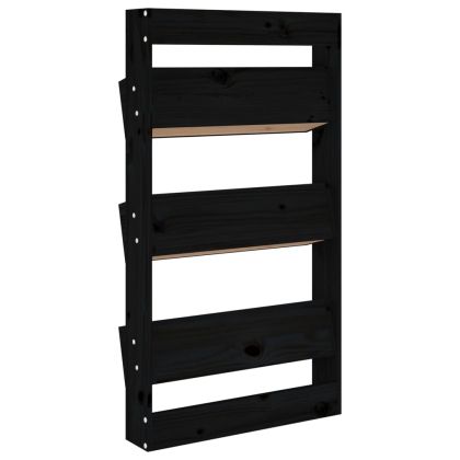 Стенни кашпи 3 нива 60x18,5x110 см черни бор масивна дървесина