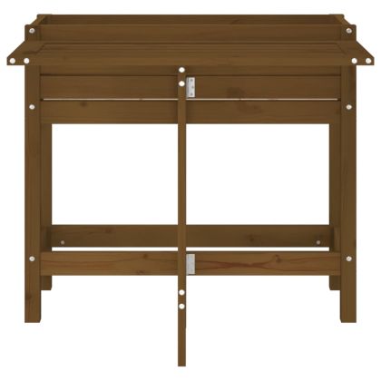 Градинска кашпа със сгъваем плот, меденокафява, масивен бор