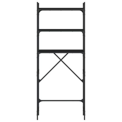 Рафт за пералня, черен, 67x25x163 см, инженерно дърво