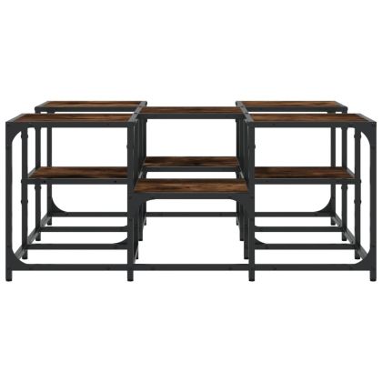 Кафе маса, опушен дъб, 91x91x40 см, инженерно дърво