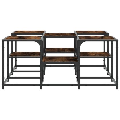 Кафе маса, опушен дъб, 91x91x40 см, инженерно дърво