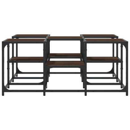 Кафе маса, кафяв дъб, 91x91x40 см, инженерно дърво