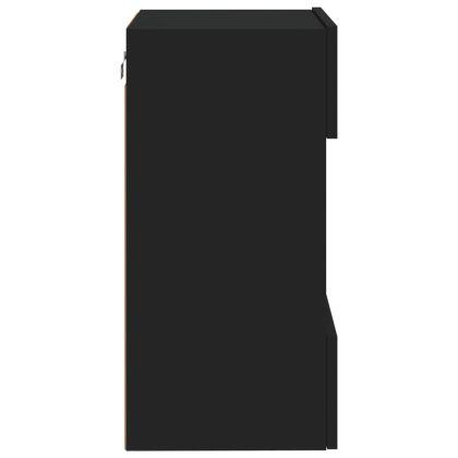 Стенен ТВ шкаф с LED осветление, черен, 40x30x60,5 см