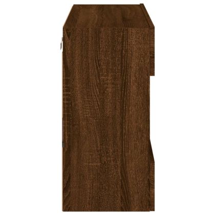 Стенен ТВ шкаф с LED осветление, кафяв дъб, 78,5x30x60,5 см