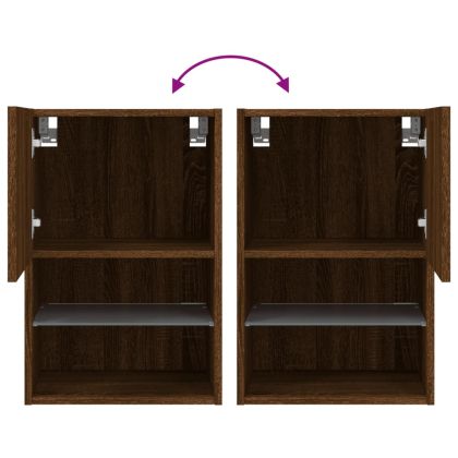 ТВ шкафове с LED осветление, 2 бр, кафяв дъб, 40,5x30x60 см