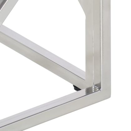 Кафе маса, сребриста, неръждаема стомана и масив акациево дърво