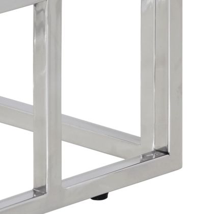 Конзолна маса, сребриста, неръждаема стомана и закалено стъкло