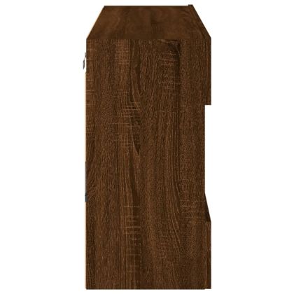 Стенен ТВ шкаф с LED осветление, кафяв дъб, 98,5x30x60,5 см