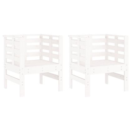 Градински столове 2 бр бели 61,5x53x71 см борово дърво масив