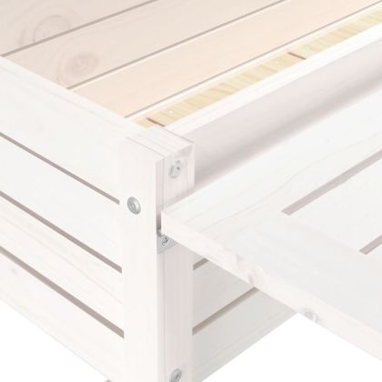 Градинска кашпа със сгъваем плот, бяла, масивен бор