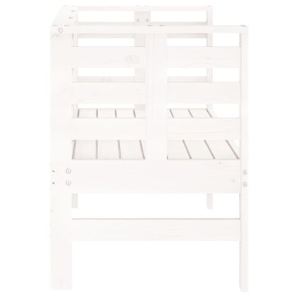 Градинска пейка, бяла, 111,5x53x71 см, борово дърво масив