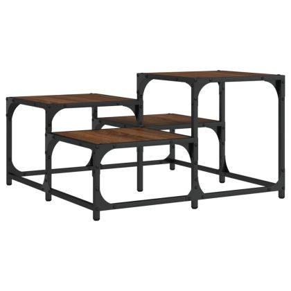 Кафе маса, кафяв дъб, 68x68x40 см, инженерно дърво