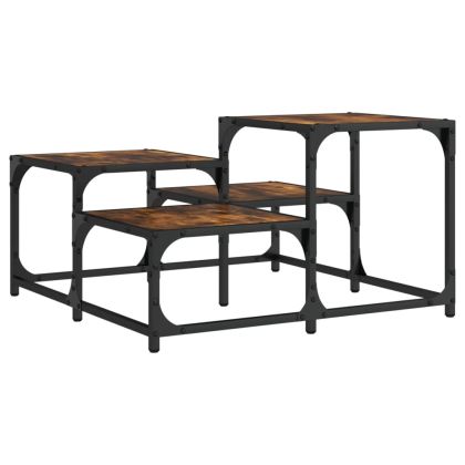 Кафе маса, опушен дъб, 68x68x40 см, инженерно дърво