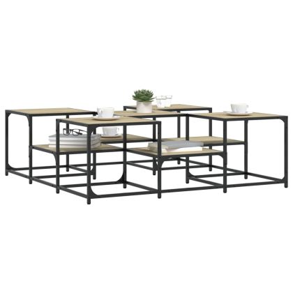 Кафе маса, дъб сонома, 121x121x40 см, инженерно дърво