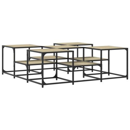 Кафе маса, дъб сонома, 121x121x40 см, инженерно дърво