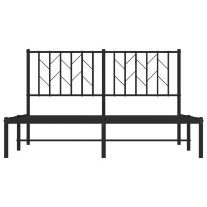 Метална рамка за легло с горна табла, черна, 140x190 см
