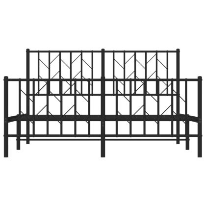 Метална рамка за легло с горна и долна табла, черна, 140x200 см