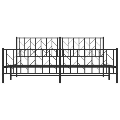 Метална рамка за легло с горна и долна табла, черна, 193x203 см