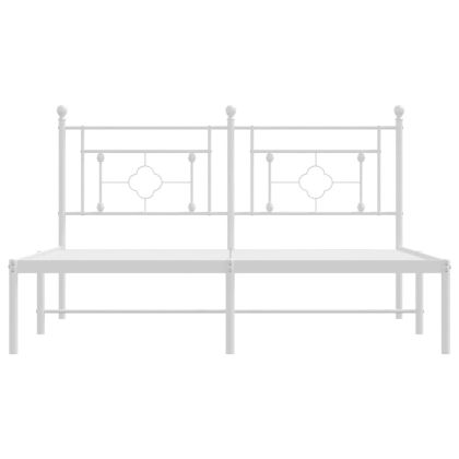 Метална рамка за легло с горна табла, бяла, 150x200 см