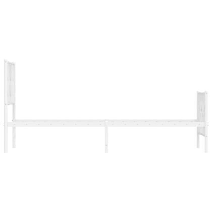 Метална рамка за легло с горна и долна табла, бяла, 75x190 см