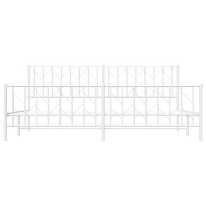 Метална рамка за легло с горна и долна табла, бяла, 200x200 см