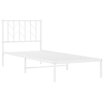 Метална рамка за легло с горна табла, бяла, 80x200 см