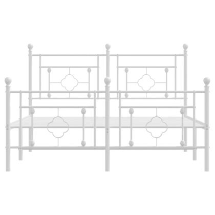 Метална рамка за легло с горна и долна табла, бяла, 140x200 см