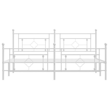 Метална рамка за легло с горна и долна табла, бяла, 183x213 см