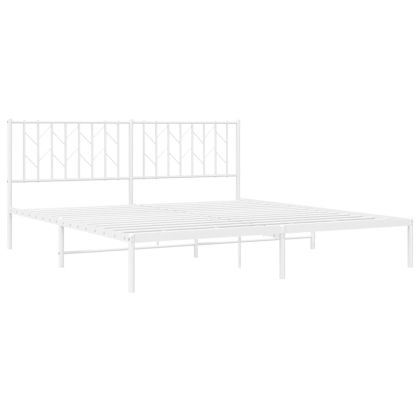 Метална рамка за легло с горна табла, черна, 183x213 см