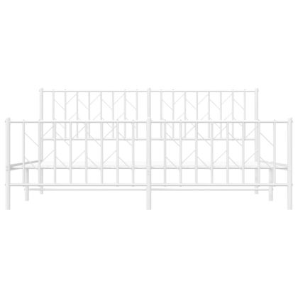 Метална рамка за легло с горна и долна табла, бяла, 183x213 см