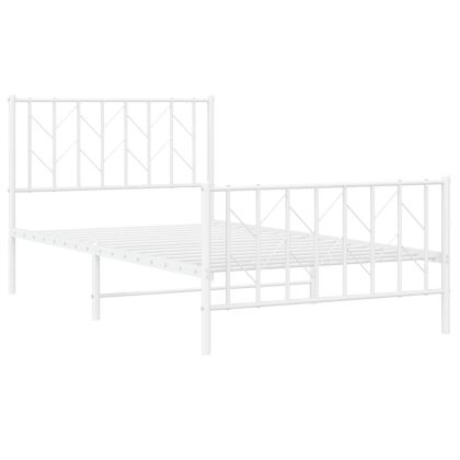Метална рамка за легло с горна и долна табла, бяла, 100x190 см