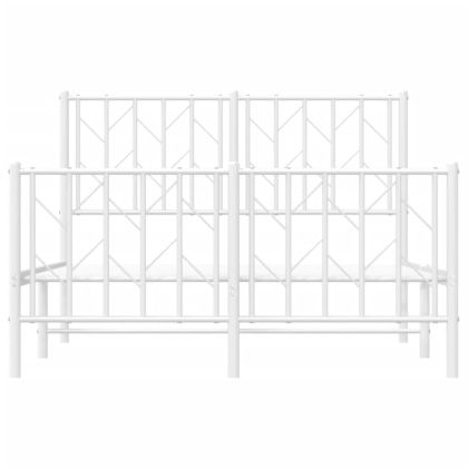 Метална рамка за легло с горна и долна табла, бяла, 120x200 см