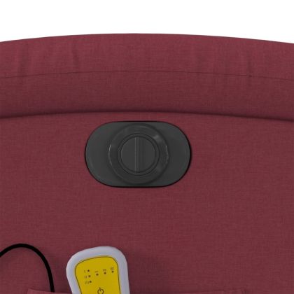 Електрически масажен наклоняем стол, виненочервен, текстил