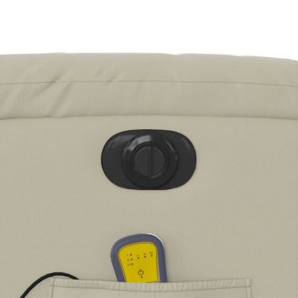 Електрически масажен реклайнер стол, кремав, изкуствена кожа