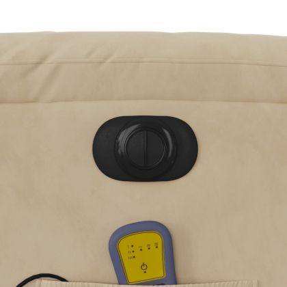 Електрически масажен наклоняем стол кремав микрофибърен текстил