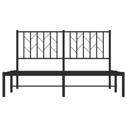 Метална рамка за легло с горна табла, черна, 140x200 см