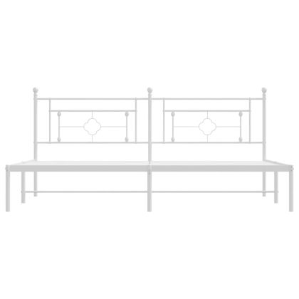 Метална рамка за легло с горна табла, черна, 193x203 см