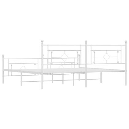 Метална рамка за легло с горна и долна табла, бяла, 193x203 см
