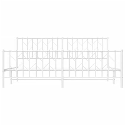 Метална рамка за легло с горна и долна табла, бяла, 180x200 см
