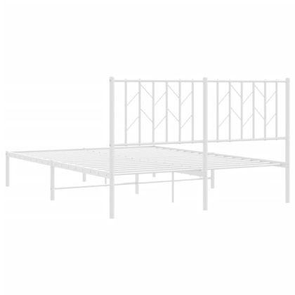 Метална рамка за легло с горна табла, бяла, 140x190 см